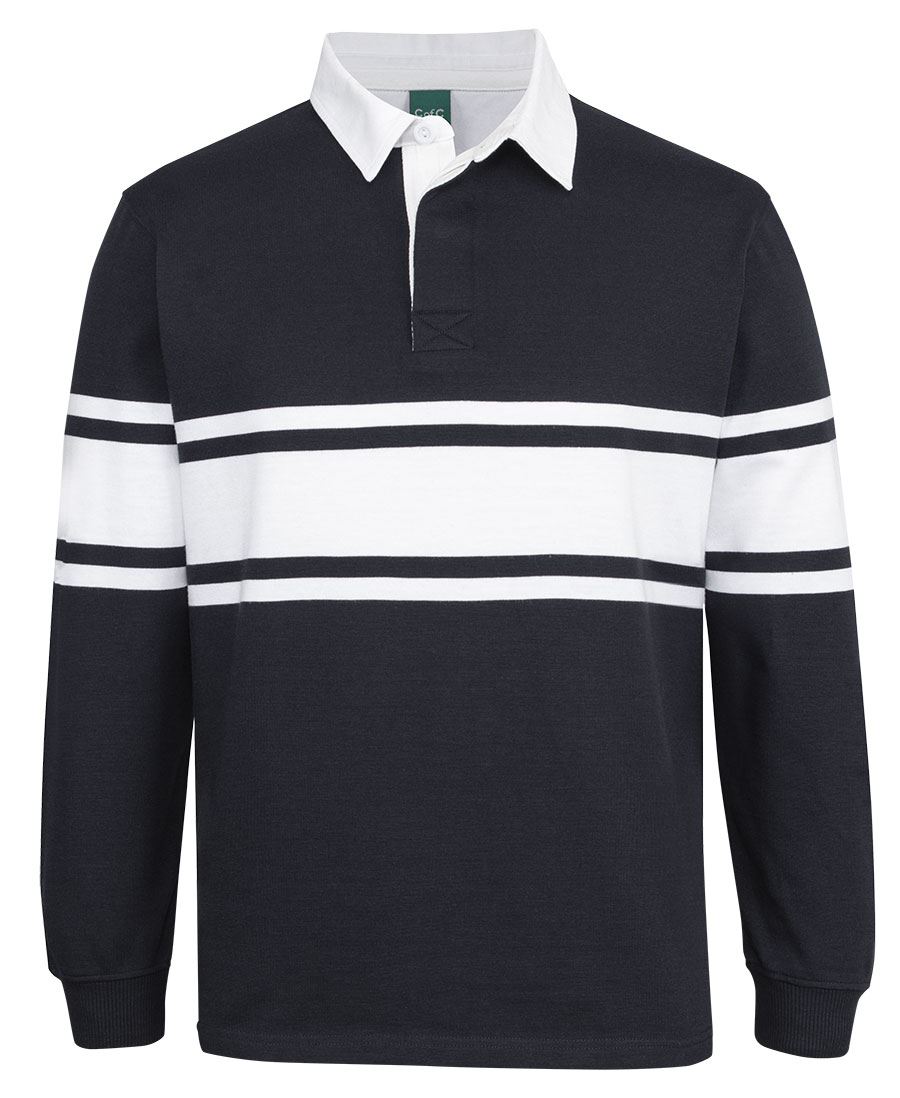 C of C 3 Stripe Yarn Dyed Rugby Black/White