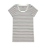 Wo's Loop Stripe Tee NATURAL/BLACK
