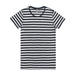 Wo's Basic Stripe Tee NAVY/WHITE