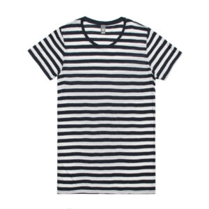 Wo's Basic Stripe Tee NAVY/WHITE