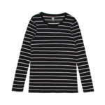 Wo's Fine Stripe L/S Tee BLACK/WHITE