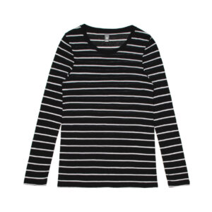 Wo's Fine Stripe L/S Tee BLACK/WHITE