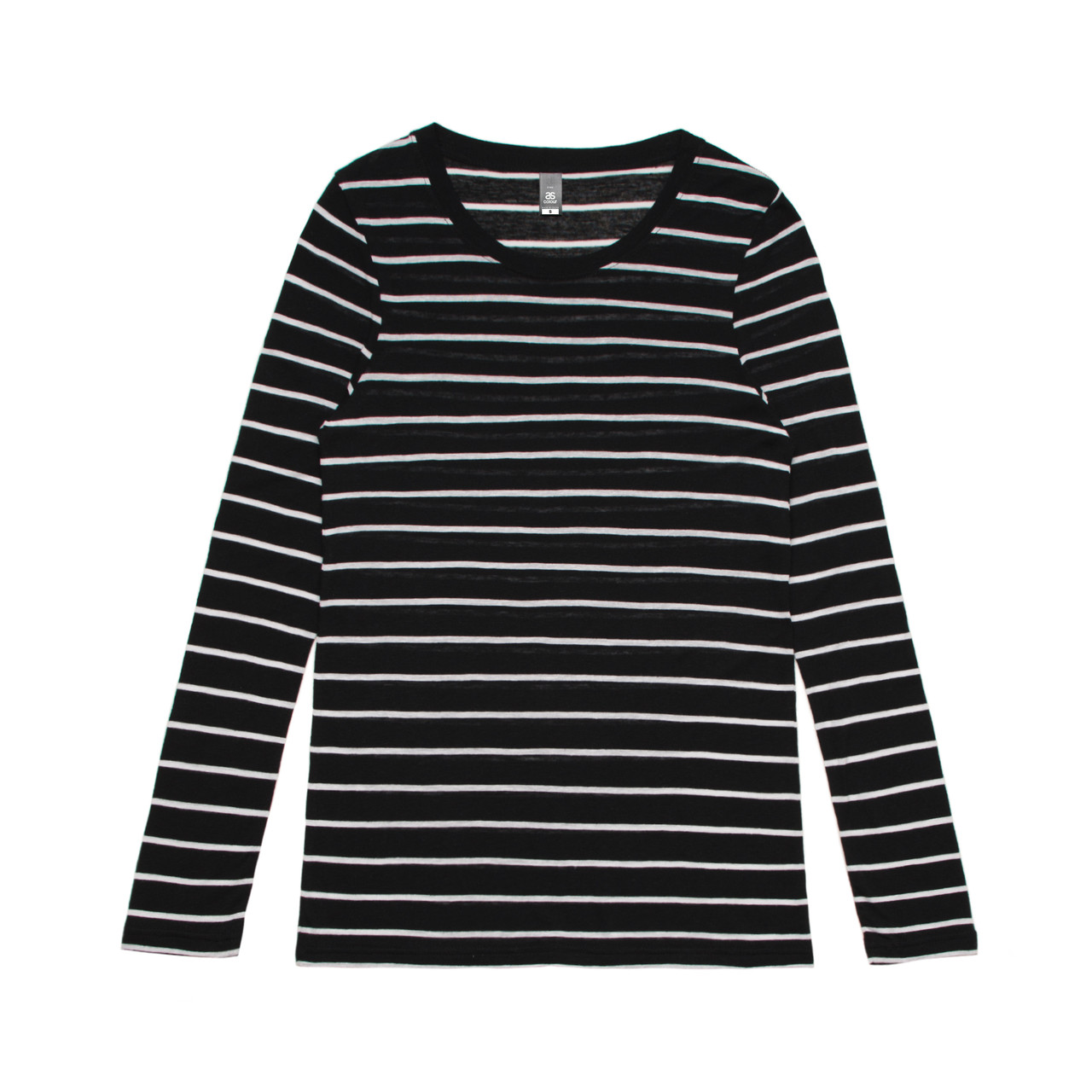 Wo's Fine Stripe L/S Tee BLACK/WHITE