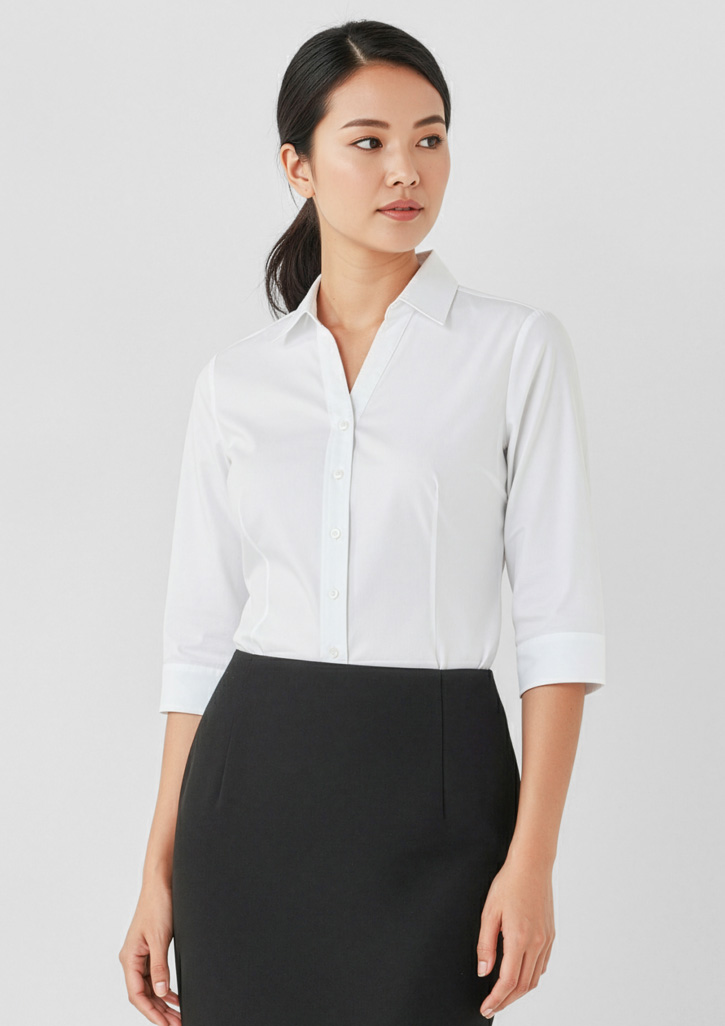 Womens Hudson 3/4 Sleeve Shirt White Womens Hudson 3/4 Sleeve Shirt White