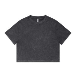Wo's Stone Wash Heavy Crop Tee BLACK STONE