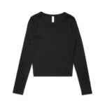 Wo's Organic Rib L/S Tee BLACK