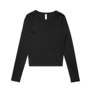 Wo's Organic Rib L/S Tee BLACK