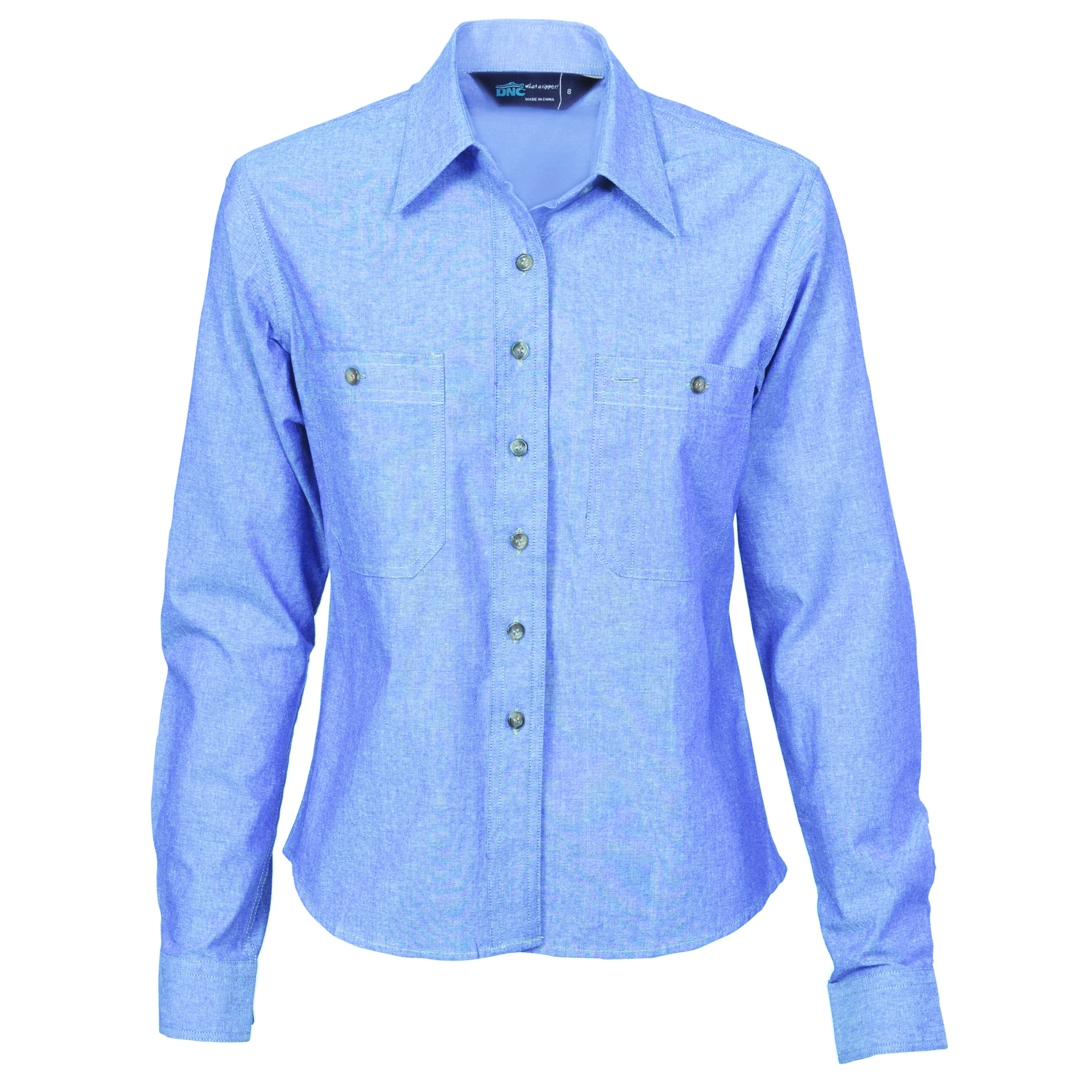 Ladies Cotton Chambray Shirt - Long Sleeve Chambray