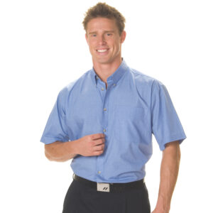 Polyester Cotton Chambray Business Sh irt - Short Sleeve Chambray