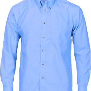 Polyester Cotton Chambray Business Shirt - Long Sleeve Chambray