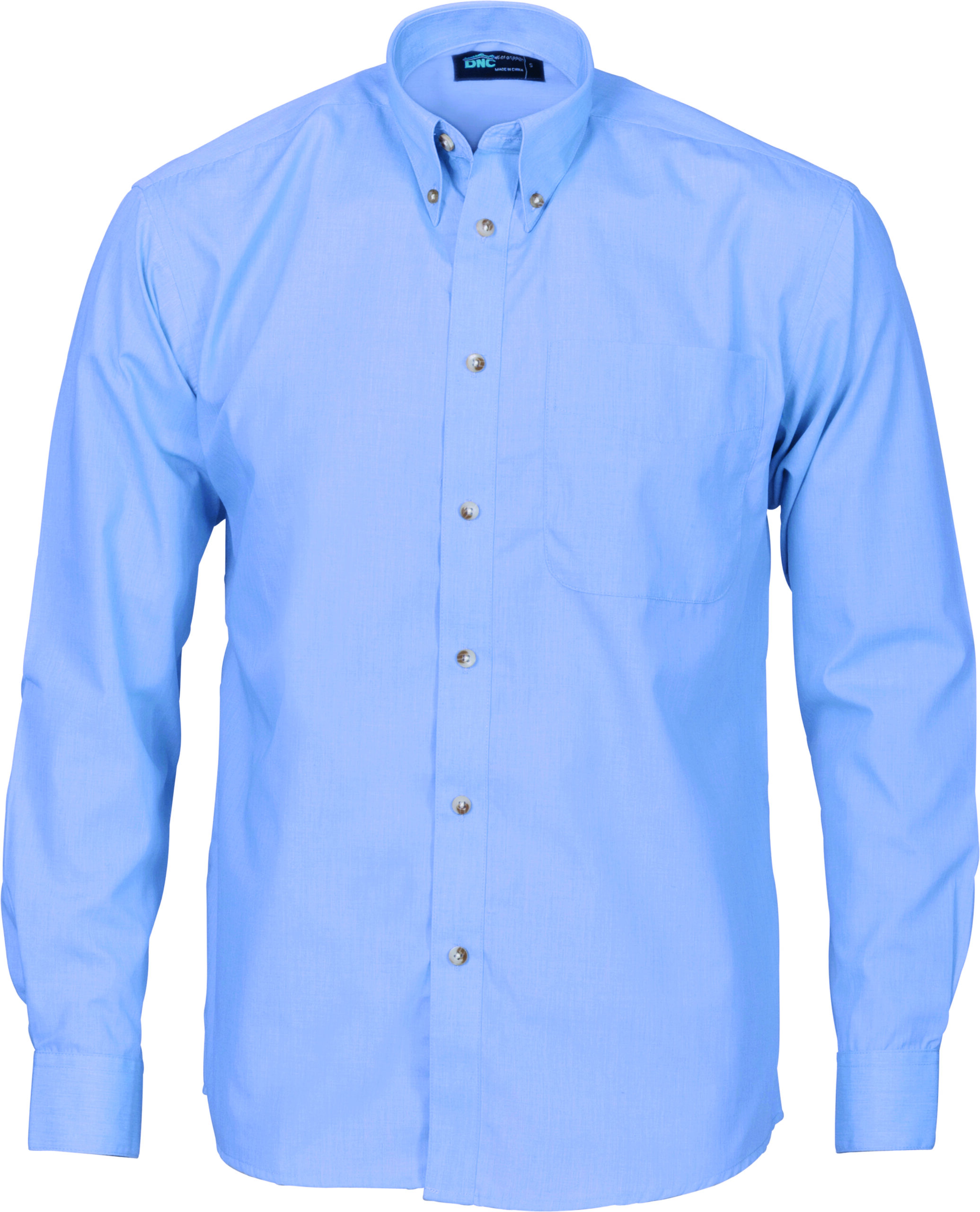Polyester Cotton Chambray Business Shirt - Long Sleeve Chambray Polyester Cotton Chambray Business Shirt - Long Sleeve Chambray