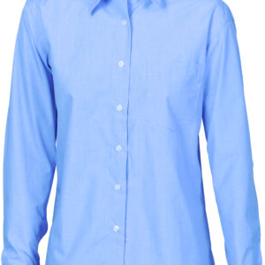 Ladies Regular Collar, Side Splits, Single Pocket - Long Sleeve Chambray