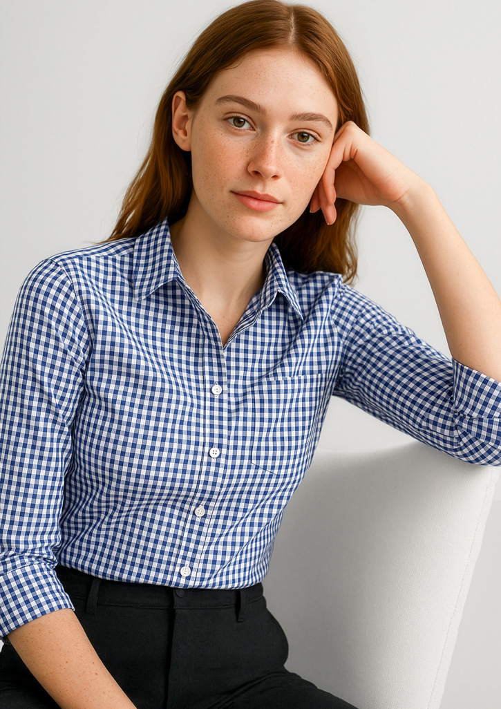 Womens Springfield 3/4 Sleeve Shirt French Navy Womens Springfield 3/4 Sleeve Shirt French Navy