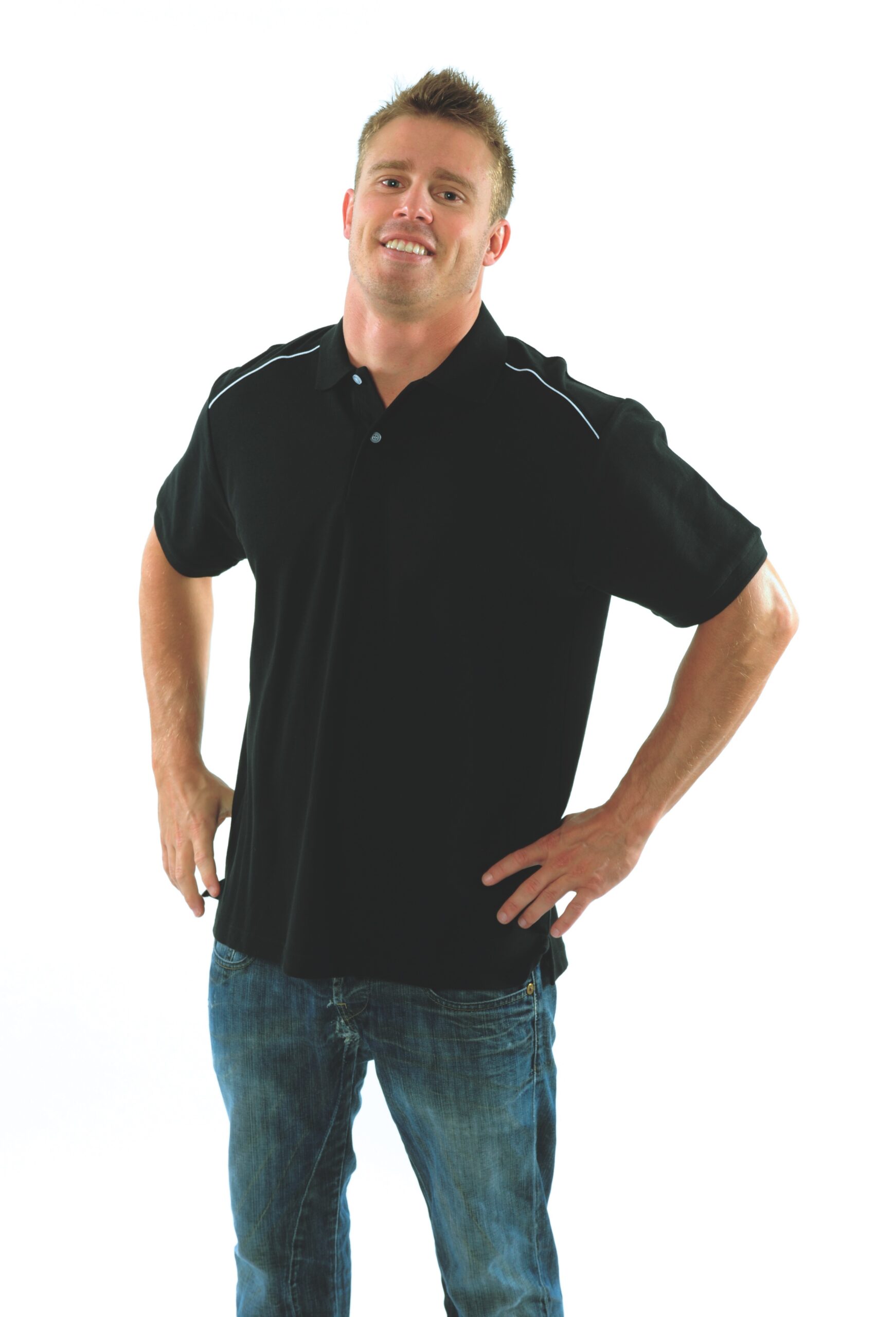 Mens Cotton Rich Paris Polo Black/White