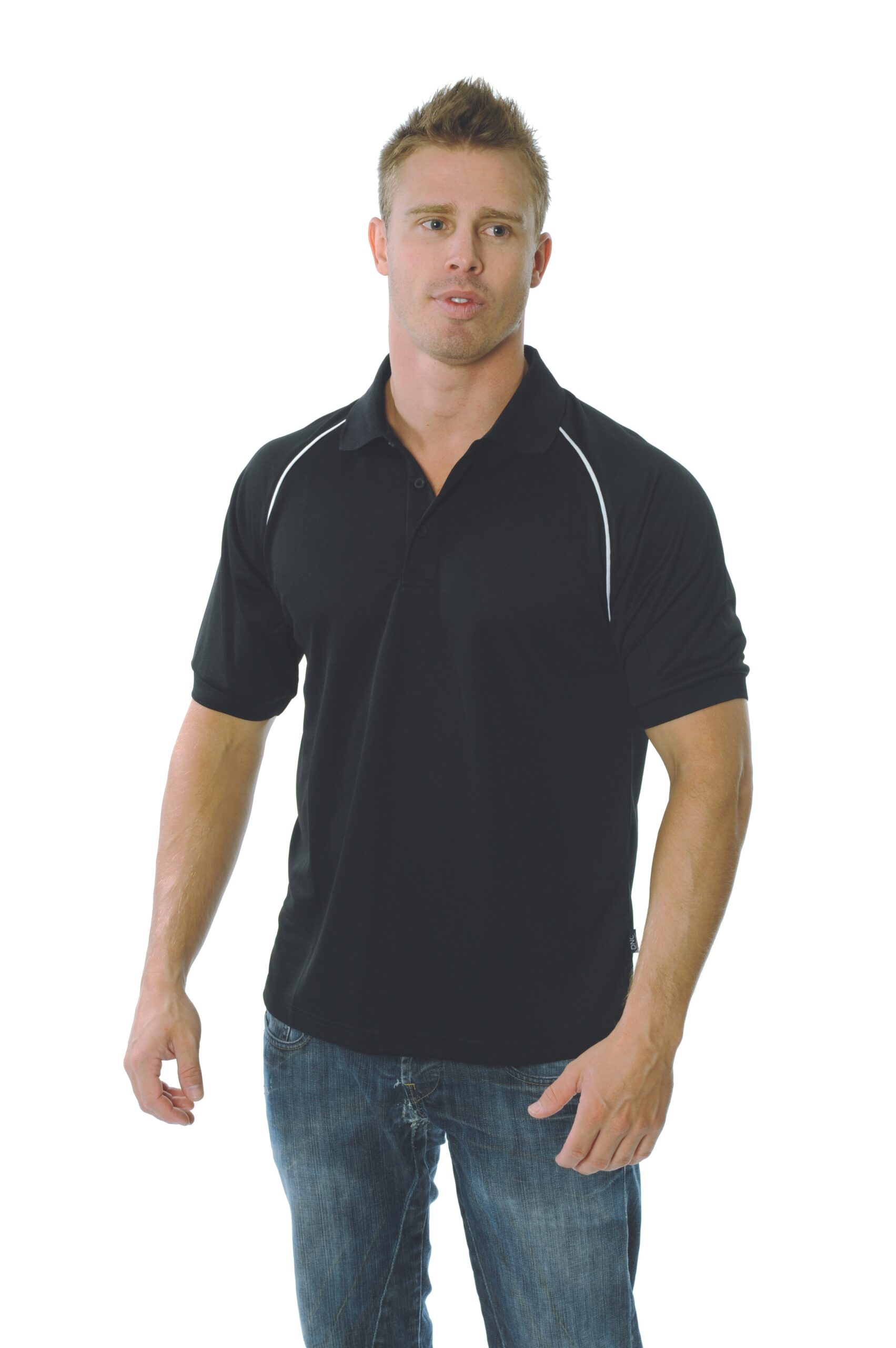 Mens Cool Breathe Rome Polo Black/White Mens Cool Breathe Rome Polo Black/White