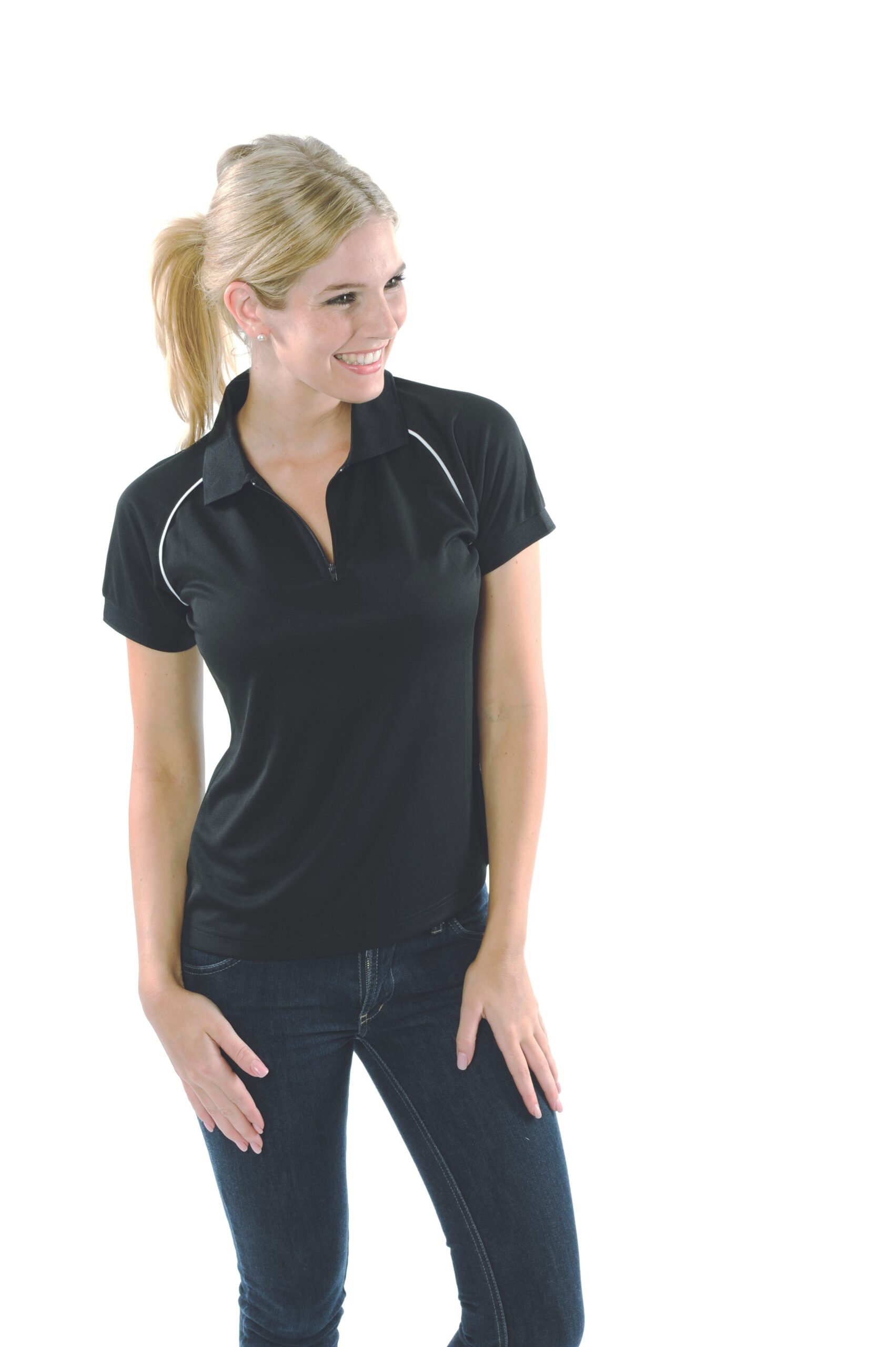 Ladies Cool Breathe Rome Polo Black/White