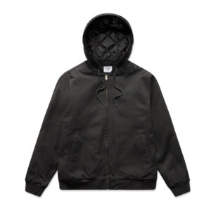Canvas Bomber Hood Jacket BLACK