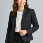 Womens Cool Stretch Short Jacket with Reverse Lapel Black