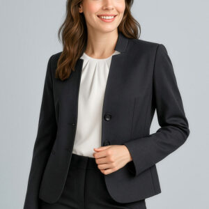 Womens Cool Stretch Short Jacket with Reverse Lapel Black