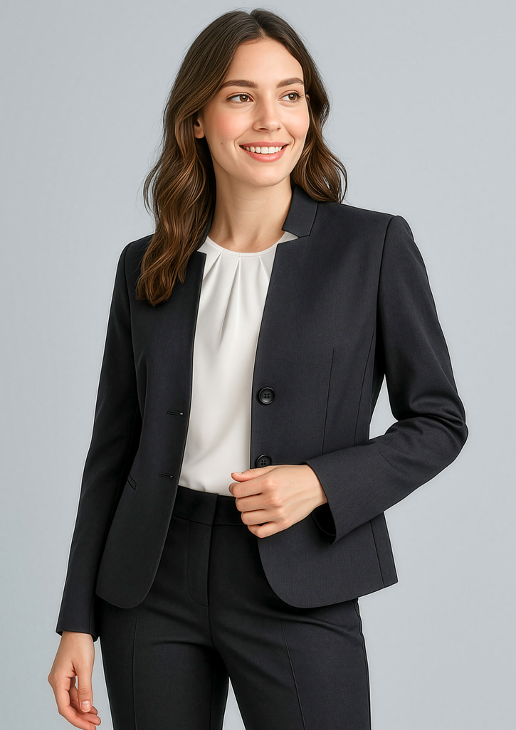 Womens Cool Stretch Short Jacket with Reverse Lapel Black Womens Cool Stretch Short Jacket with Reverse Lapel Black