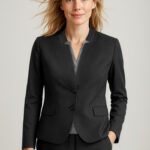 Womens Comfort Wool Stretch Short Jacket with Reverse Lapel Black