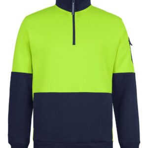 JB's 350g Hi Vis 1/2 Zip Trade Fleece Lime/Navy