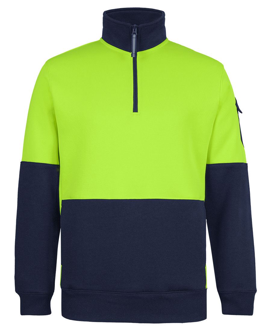 JB's 350g Hi Vis 1/2 Zip Trade Fleece Lime/Navy JB's 350g Hi Vis 1/2 Zip Trade Fleece Lime/Navy