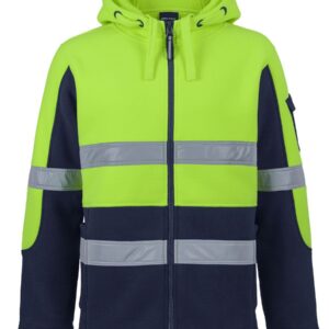 JB's Hi Vis D+N 450g Full Zip Shepherd Hoodie Lime/Navy