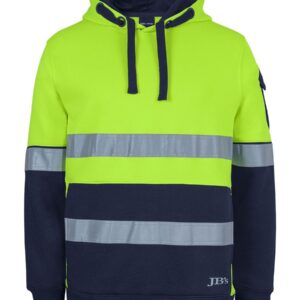 JB's 350g Hi Vis (D+N) Trade Hoodie Lime/Navy