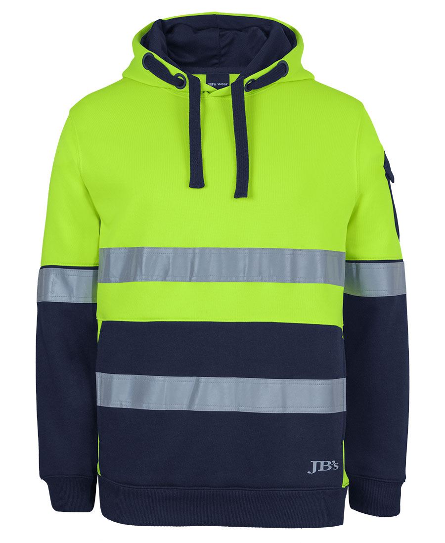 JB's 350g Hi Vis (D+N) Trade Hoodie Lime/Navy