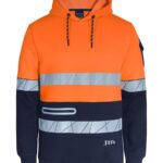 JB's 450g Hi Vis Pull Over Hoodie with Frag Tape Orange/Navy