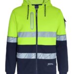 JB's 450g Hi Vis Full Zip Hoodie with Frag Tape Lime/Navy