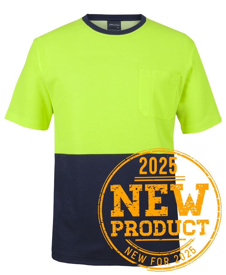 JB's Hi Vis Cotton Back Tee Lime/Navy