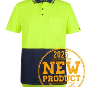JB's Hi Vis S/S Drop Tail Polo Lime/Navy
