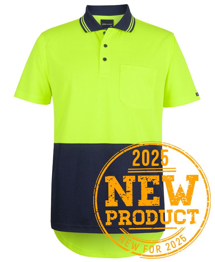 JB's Hi Vis S/S Drop Tail Polo Lime/Navy