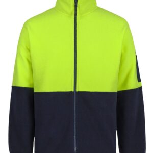 JB's Hi Vis Full Zip Polar Fleece Lime/Navy