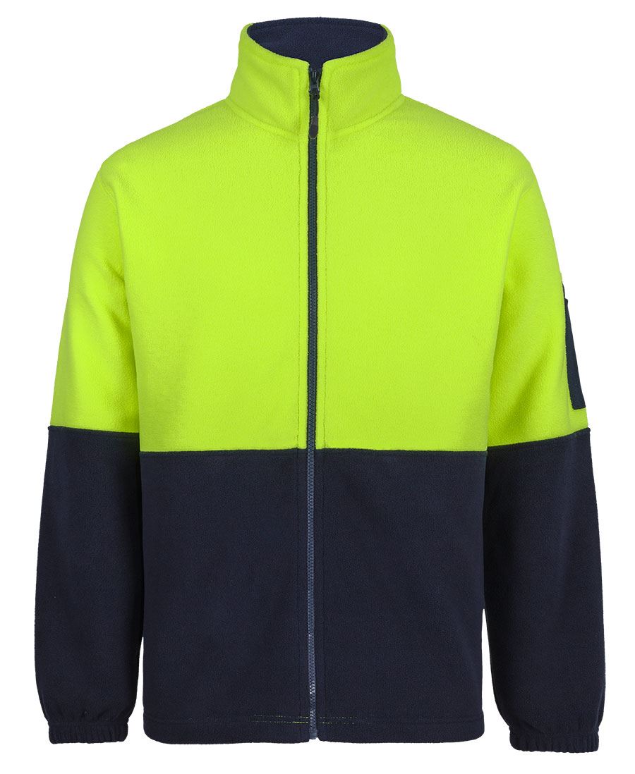 JB's Hi Vis Full Zip Polar Fleece Lime/Navy JB's Hi Vis Full Zip Polar Fleece Lime/Navy