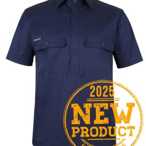 JB's S/S 150g Stretch Close Front Work Shirt Navy