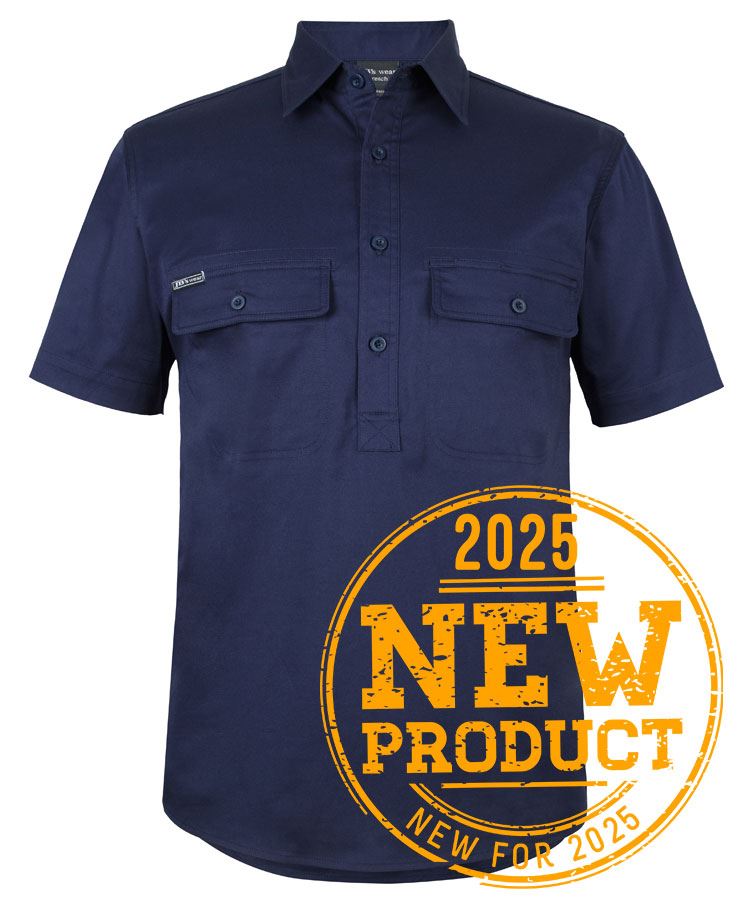 JB's S/S 150g Stretch Close Front Work Shirt Navy