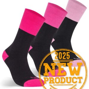 JB's Ladies Work Sock 3 Pack Black/Mix Pink