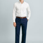 Mens Cool Stretch Flat Front Pant (Regular) Navy