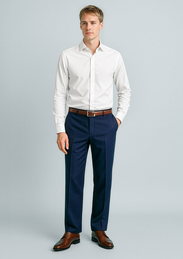 Mens Cool Stretch Flat Front Pant (Stout) Navy Mens Cool Stretch Flat Front Pant (Stout) Navy