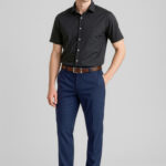 Mens Comfort Wool Stretch Slimline Pant Navy
