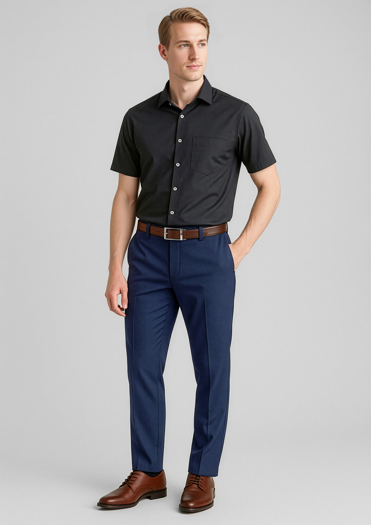 Mens Comfort Wool Stretch Slimline Pant Navy Mens Comfort Wool Stretch Slimline Pant Navy