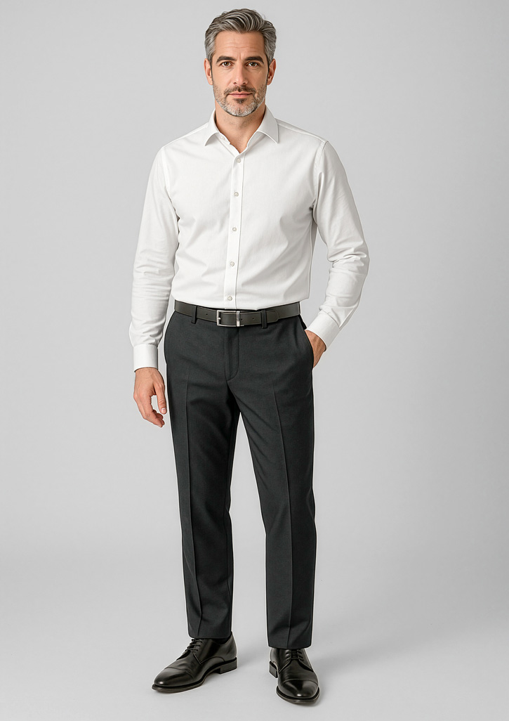 Mens Comfort Wool Stretch Adjustable Waist Pant Black