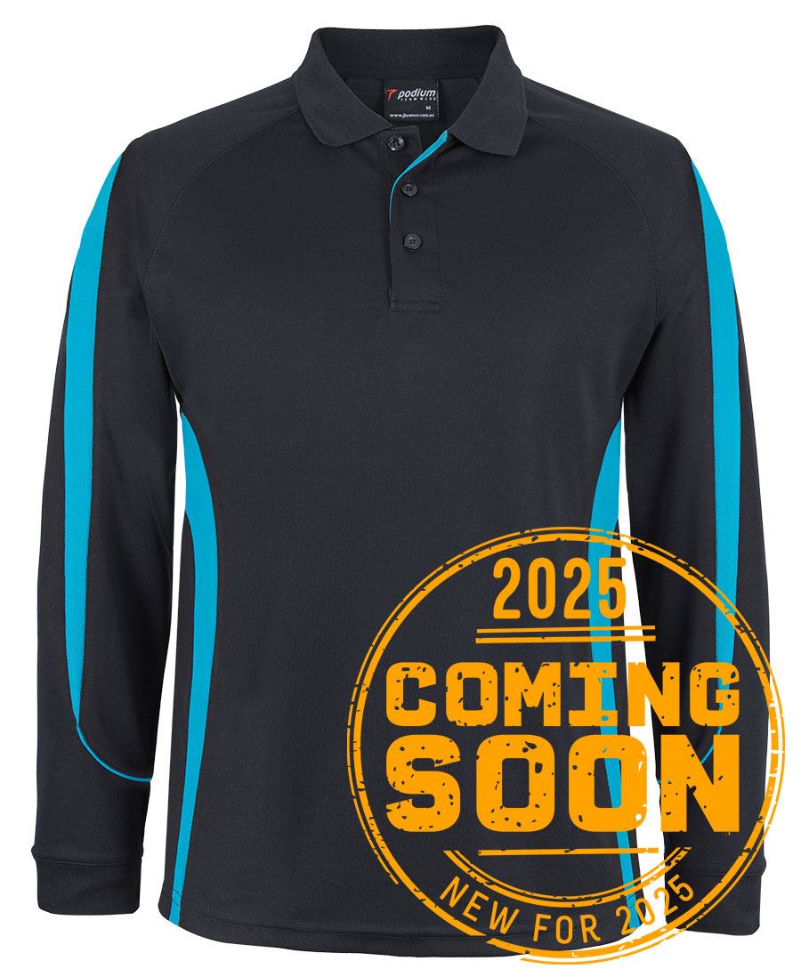 Podium L/S Bell Polo Black/Aqua