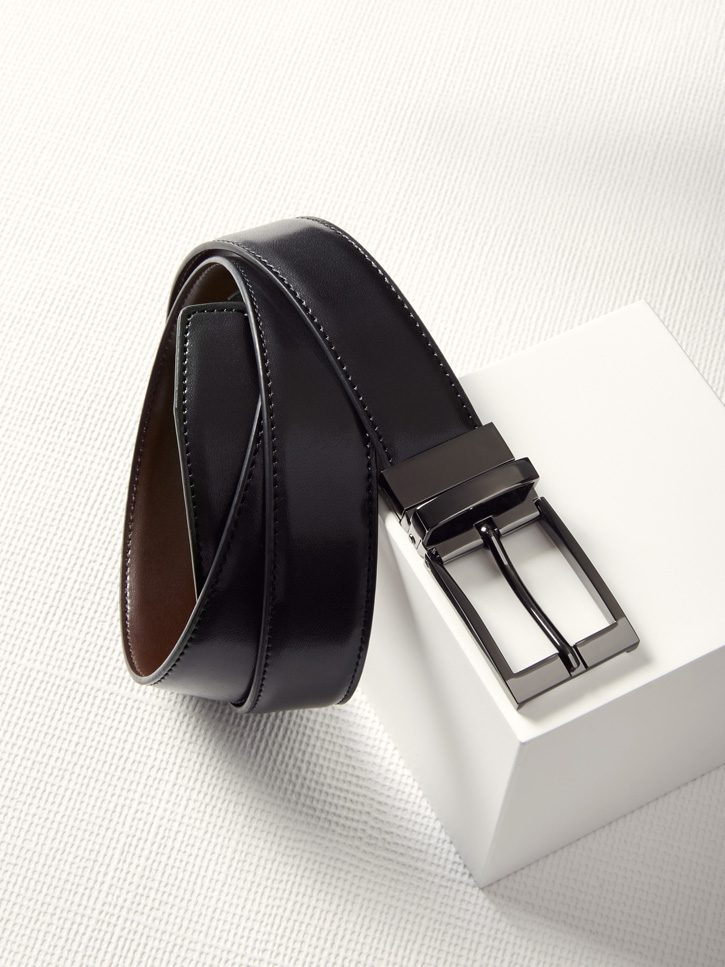 Mens Leather Reversible Belt Black/Brown