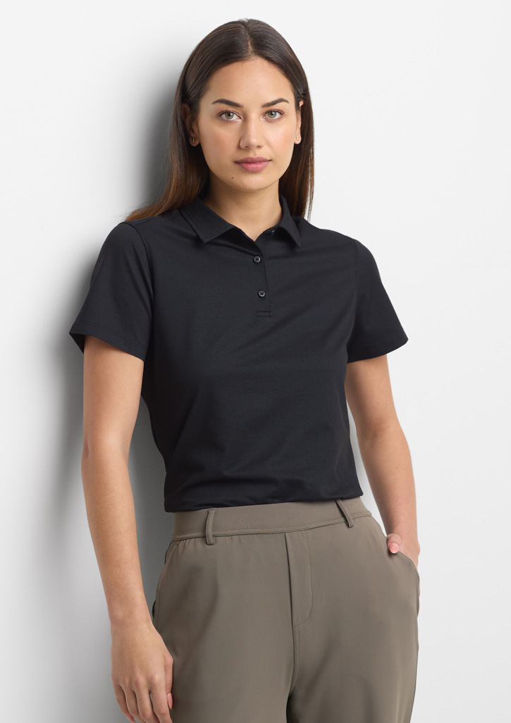 Womens Venture Short Sleeve Polo Black Womens Venture Short Sleeve Polo Black