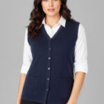 Womens Button Front Knit Vest Navy