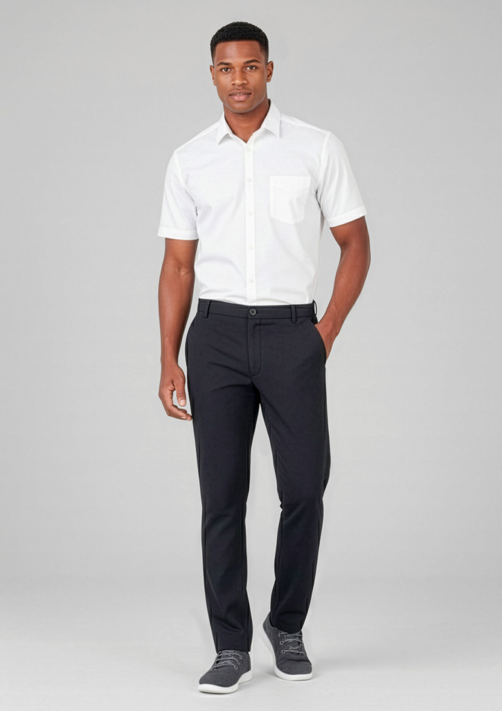 Mens Comfort Waist Flat Front Pant Black